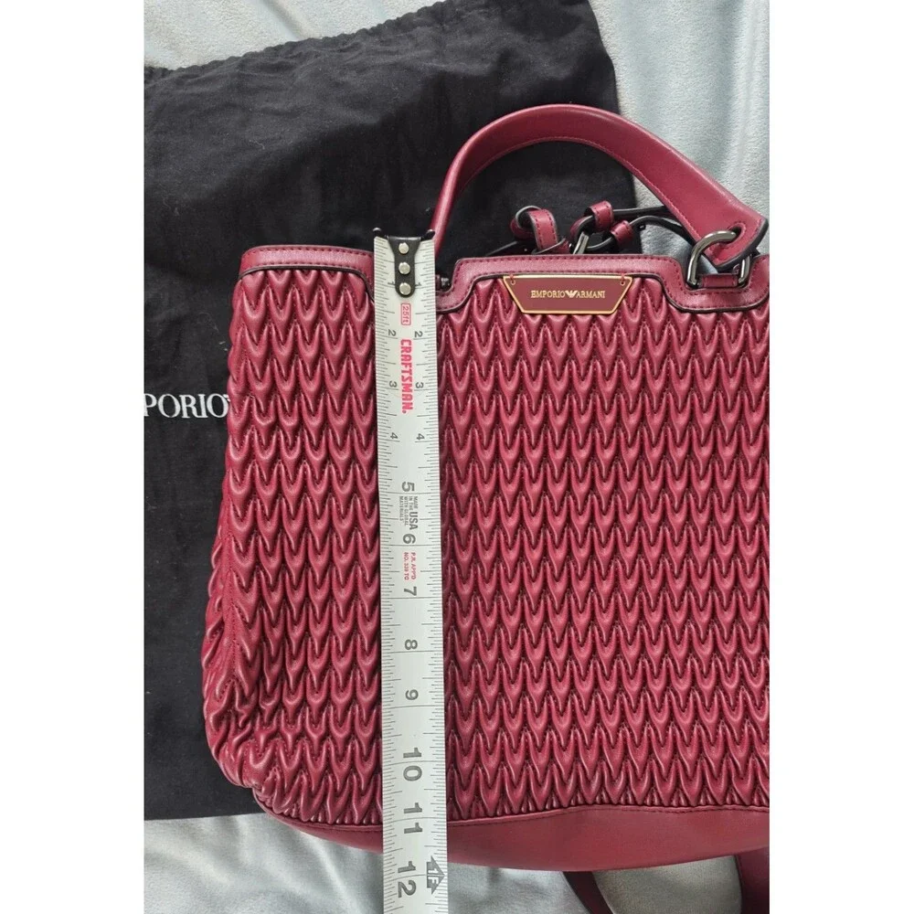 Emporio Armani Y3D021 Bordeaux Woven Shopping Tote Bag Shoulder Strap Dust Bag